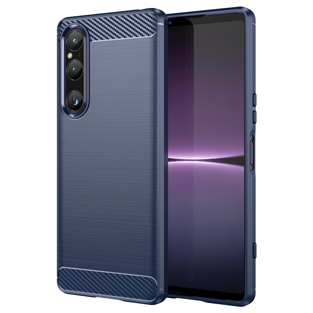 For Sony Xperia 1 V Brushed Phone Case Carbon Fiber Texture Phone Shell Mobile Phone Cover
