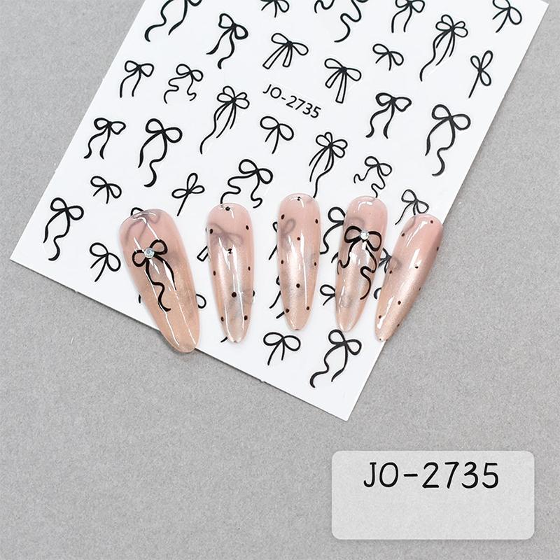 Lovely Simple Bronzing Line Bowknot 3D Self Adhesive Nail Art Decorations Stickers Ribbon Charming Cute Manicure Decals