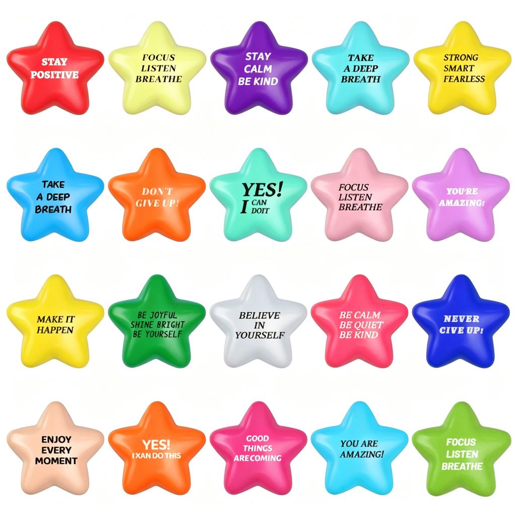 Star Slow Foam Stress Ball with Funny Face - Soft Toy for Adults and Kids, Pressure Release Toy