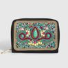 Bohemian Style PU Zipper Card Holder & Coin Purse with Butterfly and Flower Design