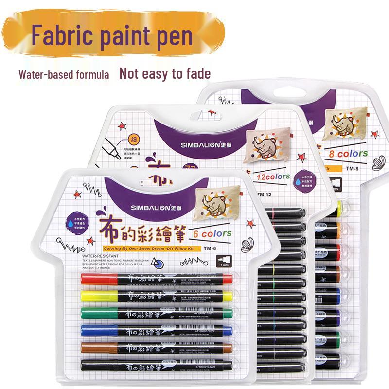 Lion Fabric Paint Pen TM-6: Multicolor Art Paint Set for DIY Canvas Shoes & Kids' Projects