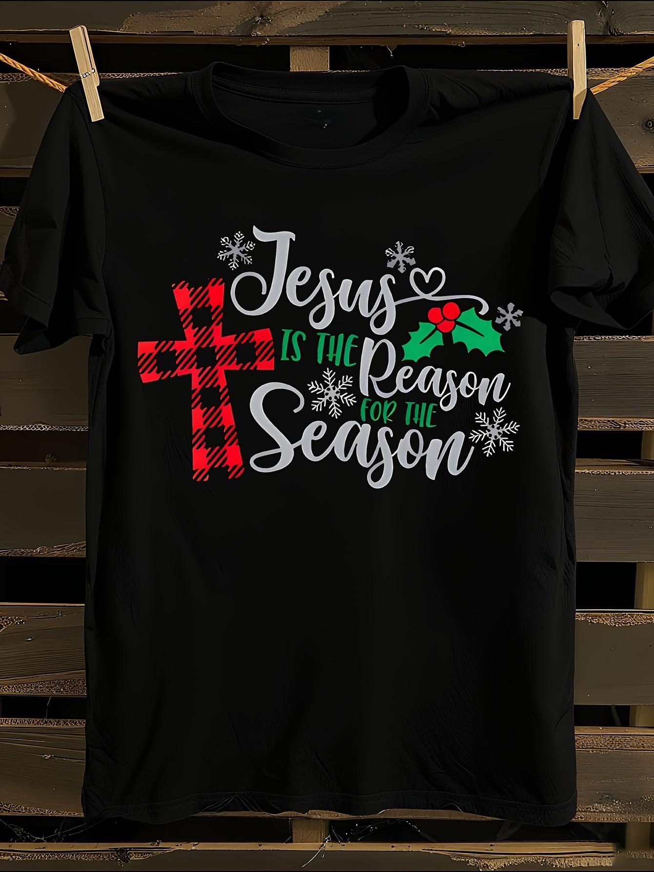 

Jesus Is The Reason T-Shirt Mens Tshirt Womens Tshirts with Letters Print Short Sleeves T-Shirt Casual Street Tee Shirt Top XL