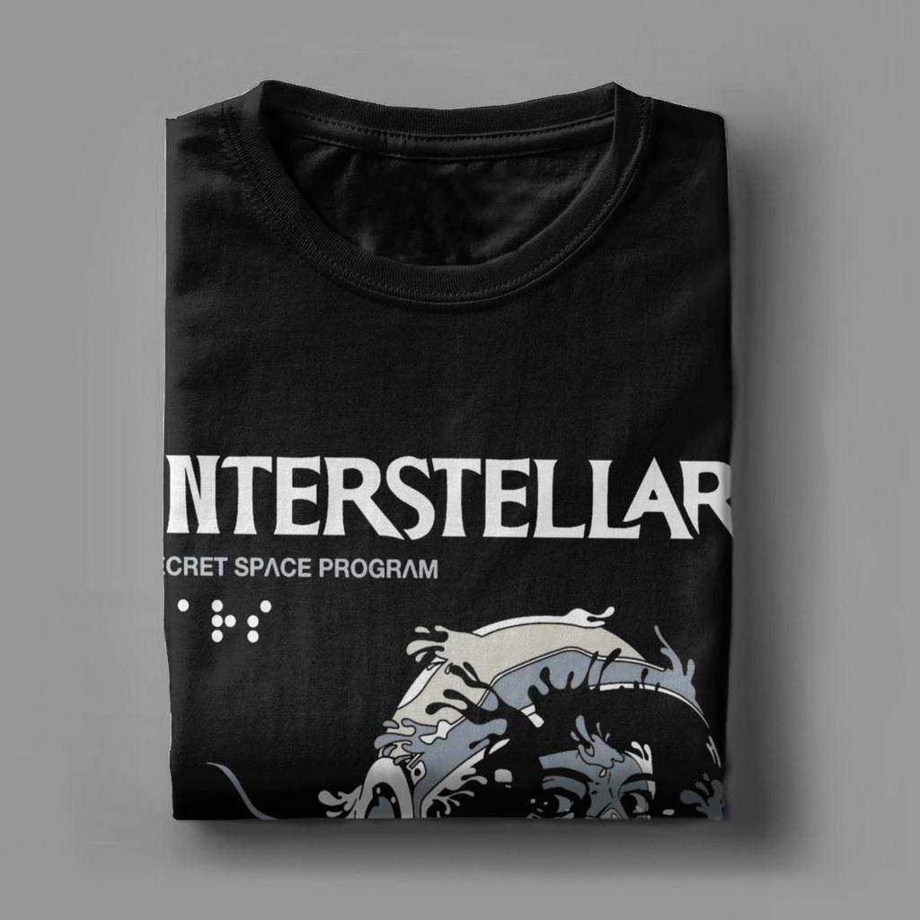 Men Interstellar Wormhole Handshake T Shirt Pure Cotton Tops Vintage Short Sleeve Round Neck Tees Graphic T-Shirt