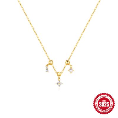 Removable Pendant Adjustable Accessories Trend Square Crystal Zircon Pearl Pendant Necklace Party Travel Accessories