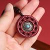 Natural Purple Gold Sand Cinnabar Pendant Necklace for Men and Women, Six-character Mantra Rotating Prayer Bead Pendant, Auspicious Amulet for Peace