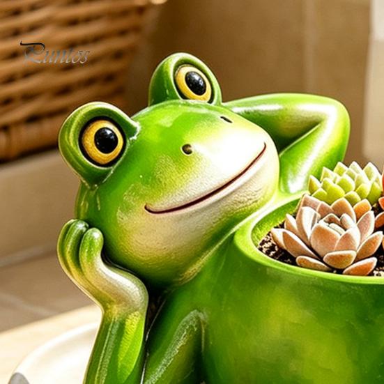 Kleine Vetplant Pot Binnen Schattige Liggende Kikker Plantenbak, Decoratieve Hars Plantenpot, Grappige Plantenbakken voor Planten Container Buiten Bloemen