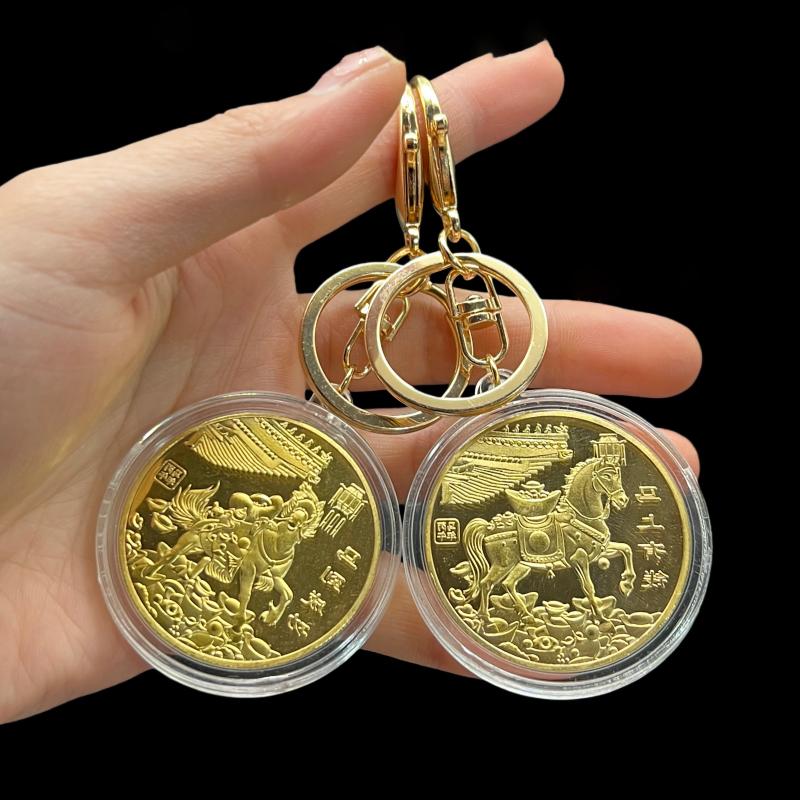 2026 Jahr des Pferdes Glücksbringer Münze Solide Gedenkmünze Schlüsselanhänger Anhänger Wohlstand anziehende Gedenkmedaille