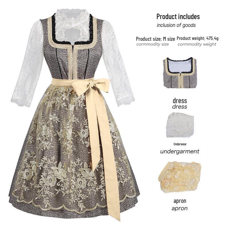 Bavarian Oktoberfest Women s Lace-Up Short Sleeve Dress Set Medium
