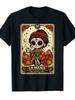 Men' La Mama They Call Me La Jefa Sugar Skull T-Shirt - Day of the Dead, Gsm Short Sleeve Round Ne