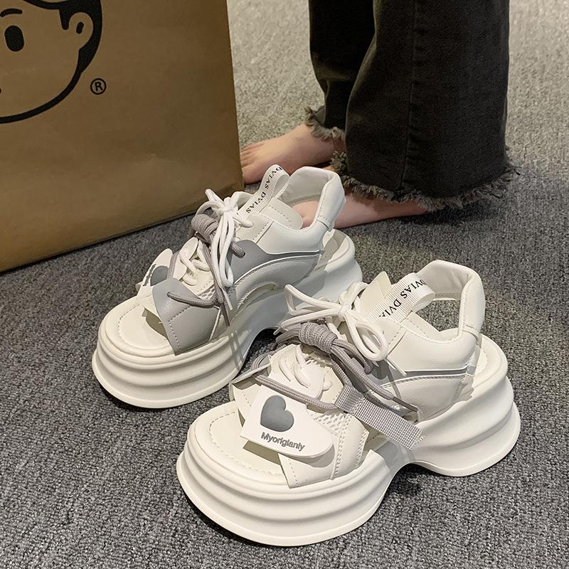 

2025 Platform Sport Sandals for Women Versatile Open Toe Sneaker Sandals,Chunky Sole Summer Shoes 35 белый