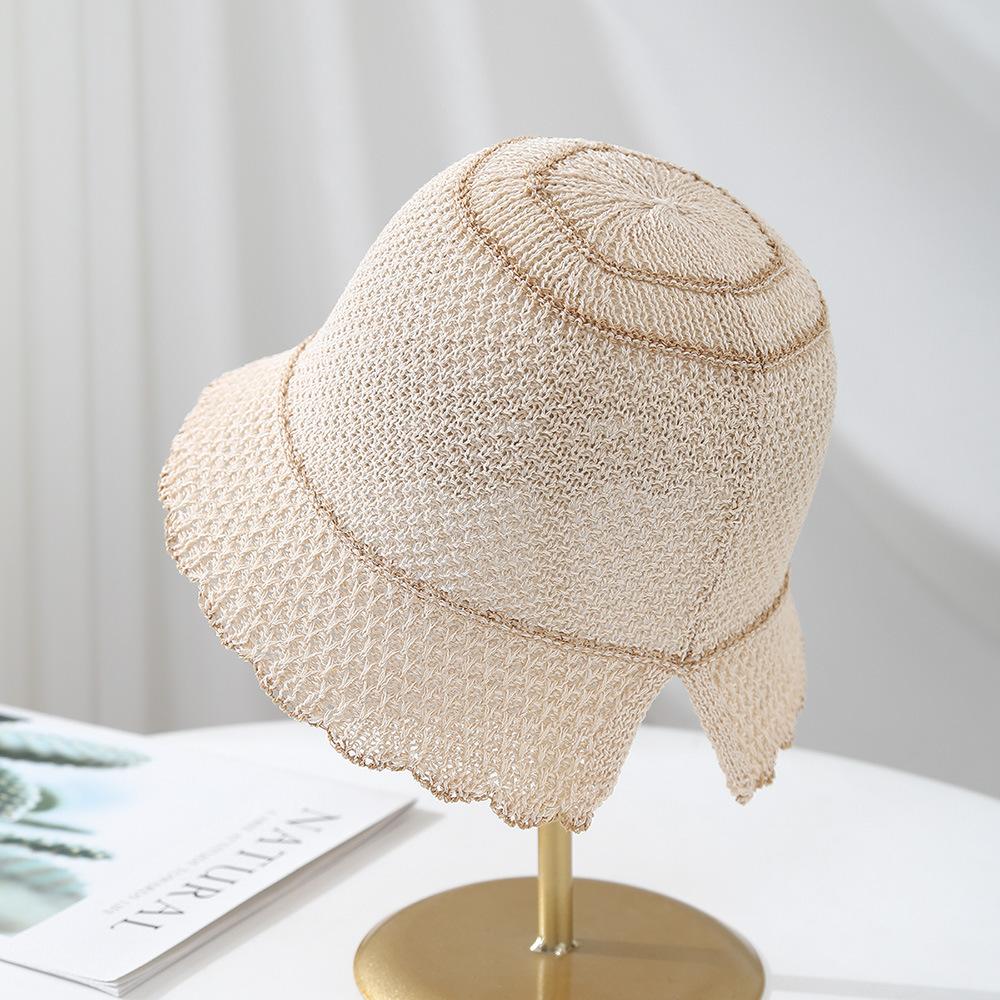 Summer Hats For Women Bucket Hat Hollow Breathable Sunshade Round Top Sun Hat Female Simple Bob Cap New Casual