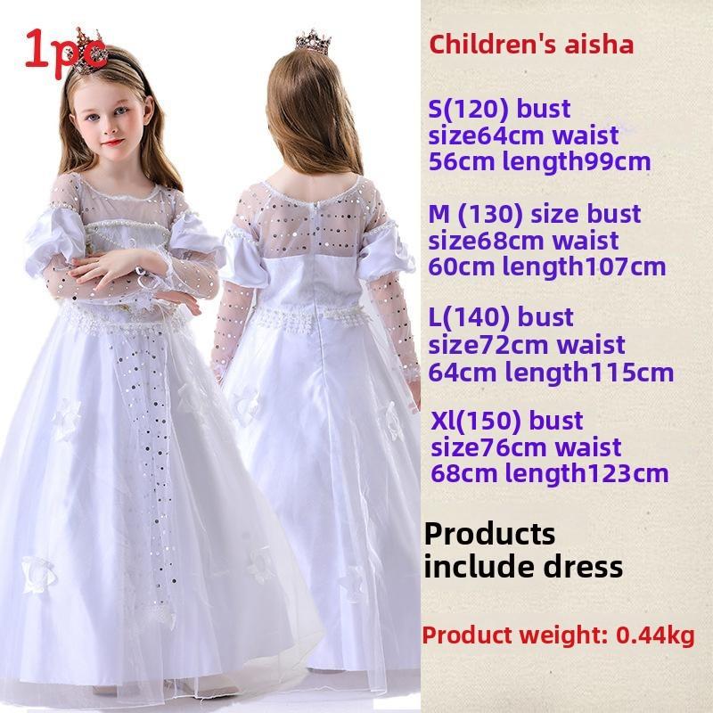 White Queen Costume For Children With Polyester Fabric For Theatrical Performances