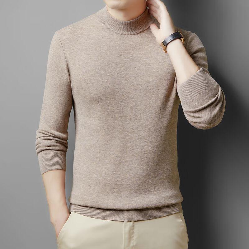 Men's FENGXUN 100% Pure Wool Thick Mock Neck Sweater