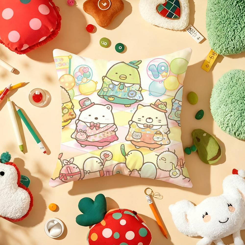 Kissenhülle Plüschstoff Weich Zweiseitig Bedruckt Sofa Warm Winter Zuhause Geschenk Kissenbezug Niedlich S-Sumikko G-Gurashi