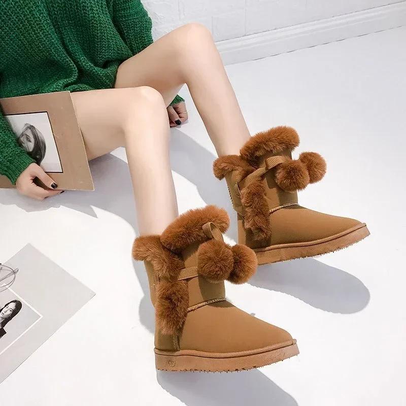 Fashion Chunky Ladies Snow Boots Fashion 2024 Female Shoes Kawaii Cute Platform Large Size Warm 39 Boot Winter Novelty Spring Autumn Hot
