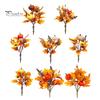 Bouquet Autunnale Artificiale con Zucche in Tessuto Foglie d'Acero Bacche di Grano, Fiori Finti e Decorazioni Autunnali per Centrotavola del Ringraziamento, Stagionale
