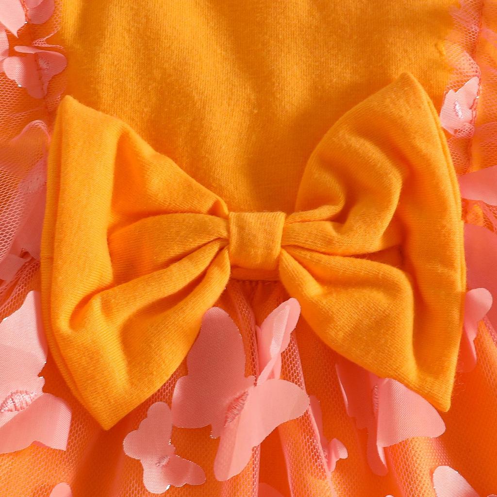 Knitted Butterfly Mesh Patchwork Dress with Ruffle Lace & Long Sleeves