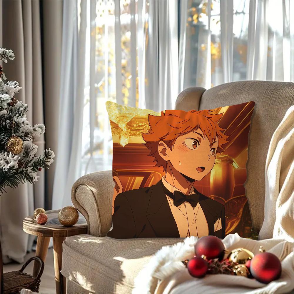 Haikyuue Hot Blooded Anime Pillow Case Square Pillow Bedroom Sofa Leisure Comfort Cushion Car Living Room Home Decoration 40X40