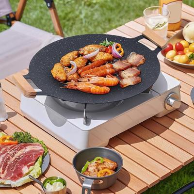 Čuguna cepešpanna ar rokturiem Nepiedegoša apaļa panna BBQ steikam Jūras veltes Dārzeņi Pankūkas Daudzfunkcionāla grilpanna plīts ugunskuram