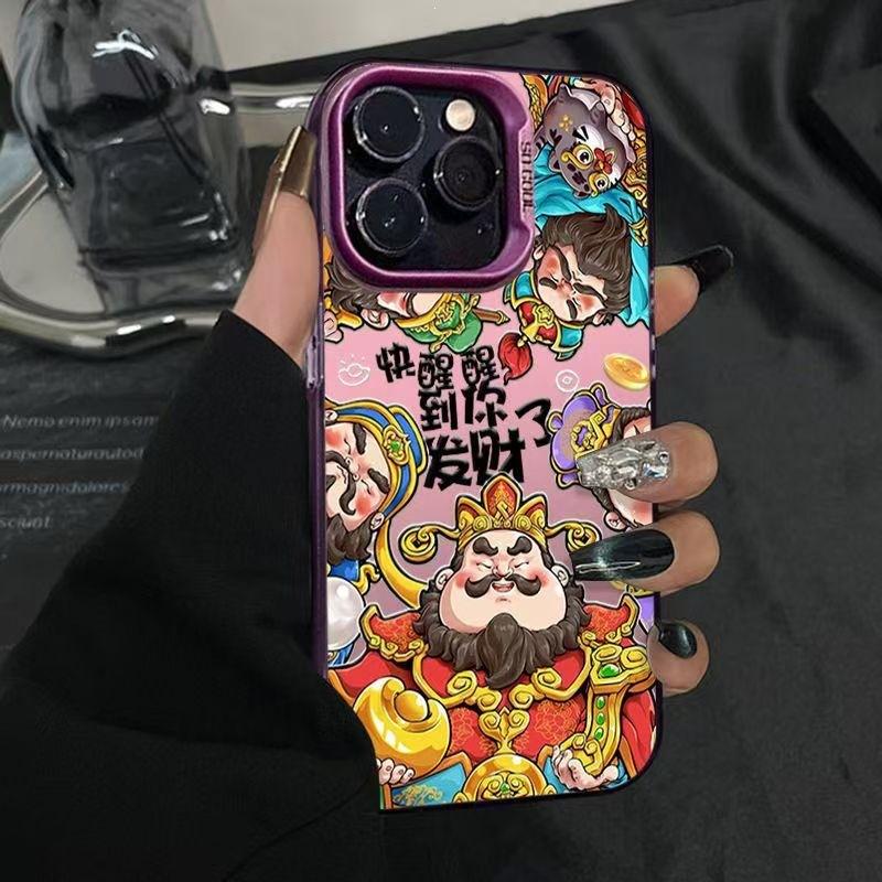 Fortune God Apple 16promax mobile phone case is suitable for iPhone15 color silver 14pro13IMD12/11