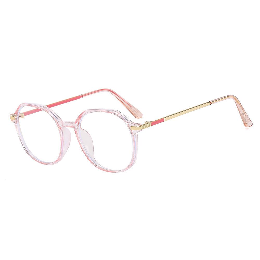 2053 Ochelari de protecție cu ramă rotundă neregulată, culoare ramă optică transparentă, anti-lumină albastră, oglindă simplă cu lumină