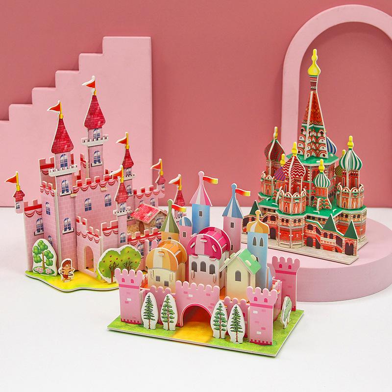 3D Paper Puzzle Montessori Miniature Houses Funny Carton Construction Models For Kids Handmade Educational Toys