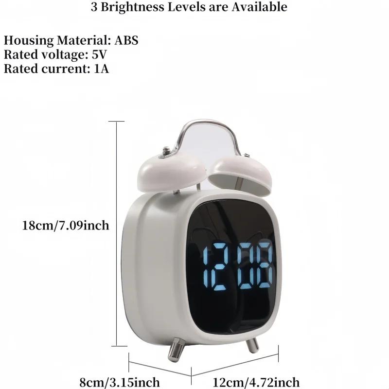 New Alarm Concise And Practic Clock Double Bell Super Loud for Heavy Sleepet Mode 12/24H Night Anti-disturb Table LED Clock
