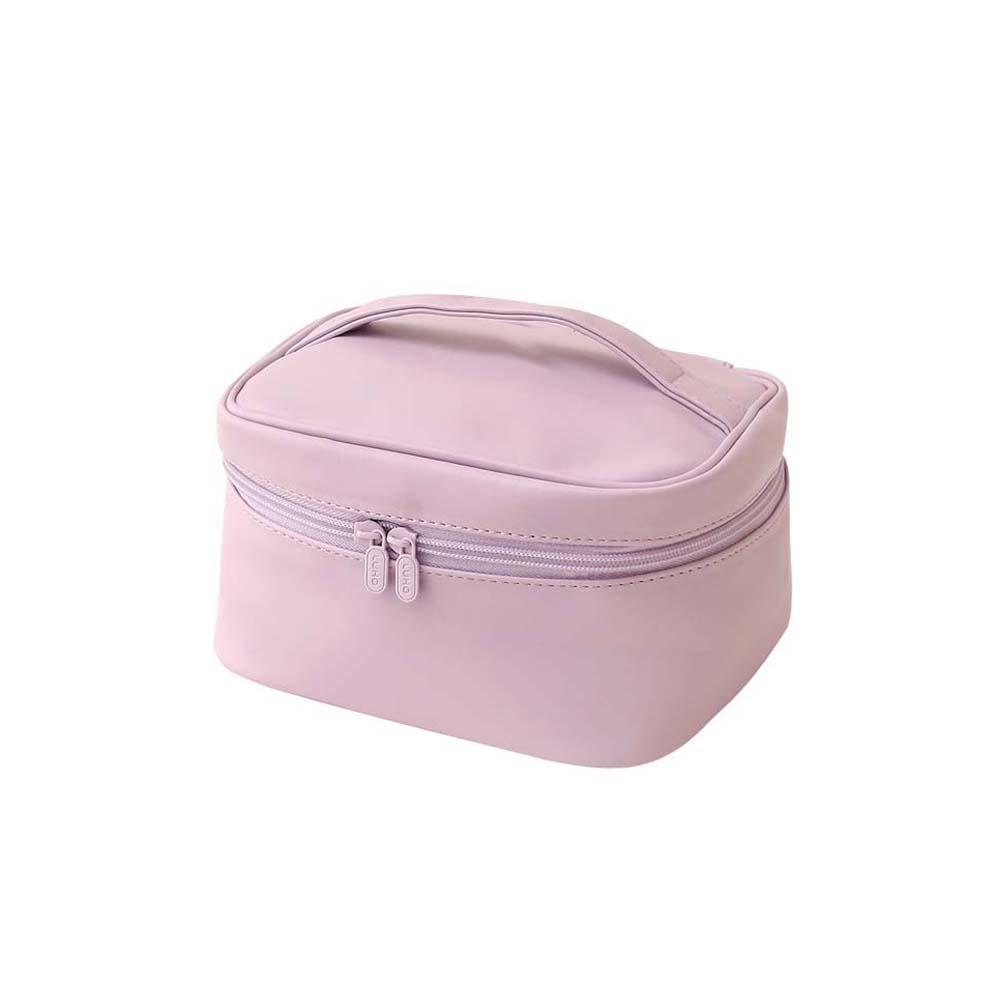 

Large Capacity PU Cosmetic Bag Anti-splash Water Pouch for Make Up Kit Make Up Pouch Bag Washing Purple S