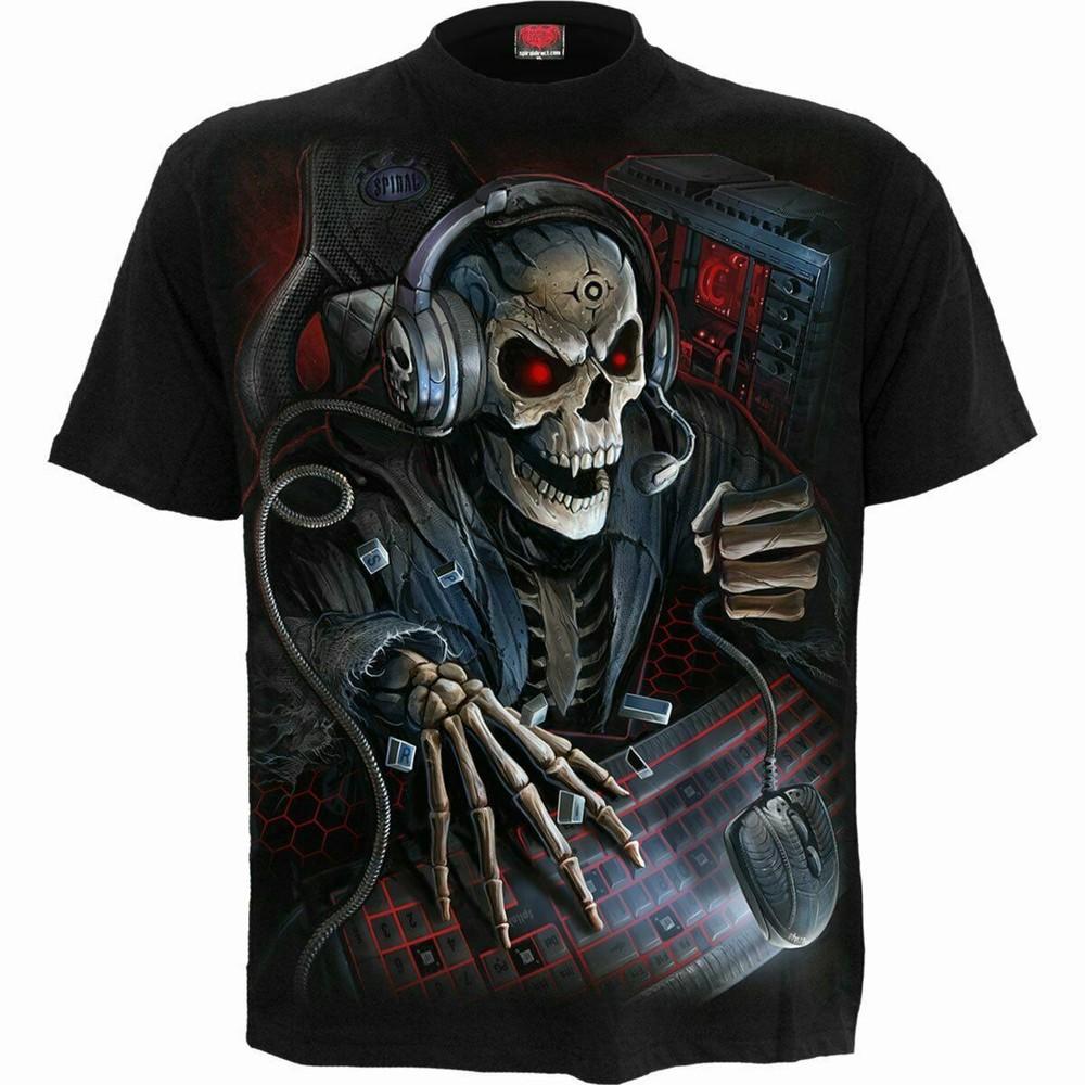 Spiral Direct New PC Player TShirts Skull Gothic Biker Horror Anti Unisex T-Shirt M