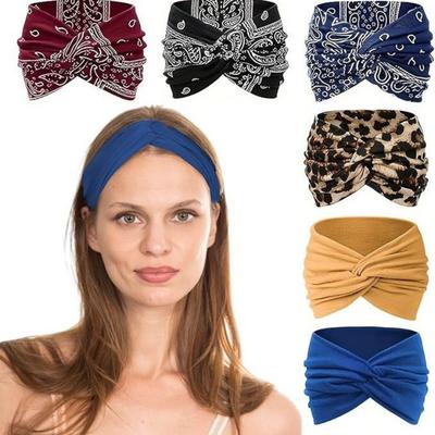 Women's Sports Headband Headband European and American Yoga Cross Print Elastic Cashew Flower Headband