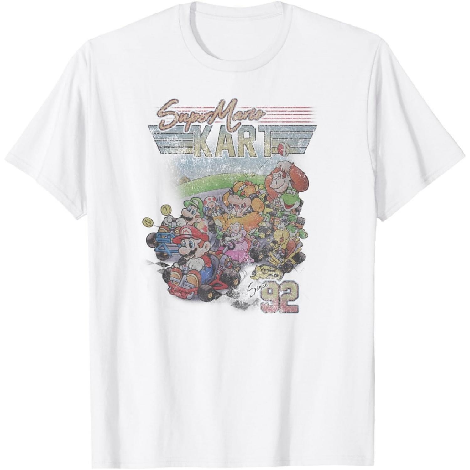 Mario Kart Vintage  92 Distressed Nintendo Group Collegiate T-Shirt S