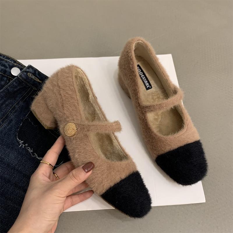 Loafers Fur Shoes Woman Comfortable And Elegant Modis Female Footwear Casual Sneaker On Heels 2025 Dress New Winter Mary Janes