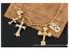 High-End Rhinestone Double Cross Pendant Necklace with CH Chrome Hearts Design