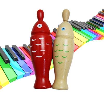 Orff Wooden Fish Percussion Instrument: Kindergarten Music Aid, Red Wood Block Tambourine, Frog Sound Tube.