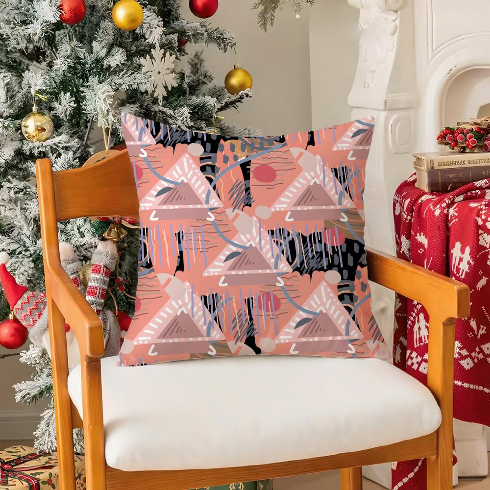 Colorful Patchwork Pattern Pillow Case Silky Short Plush With Invisible Zipper Dustproof Sofa Cushion Cover For Home Decor