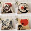 Chinese Ink Painting Style Cushion Cover Premium Comfort Reversible Pillow Cover - Dual - Use Design for Home & Car