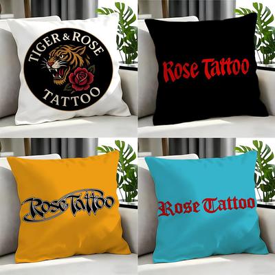 Rock Rose Tattoo Cushion Cover Cushion Cover Set 4Pcs 50X50 45X45 40X40 Pillowcase Decorative Sofa Home Decor