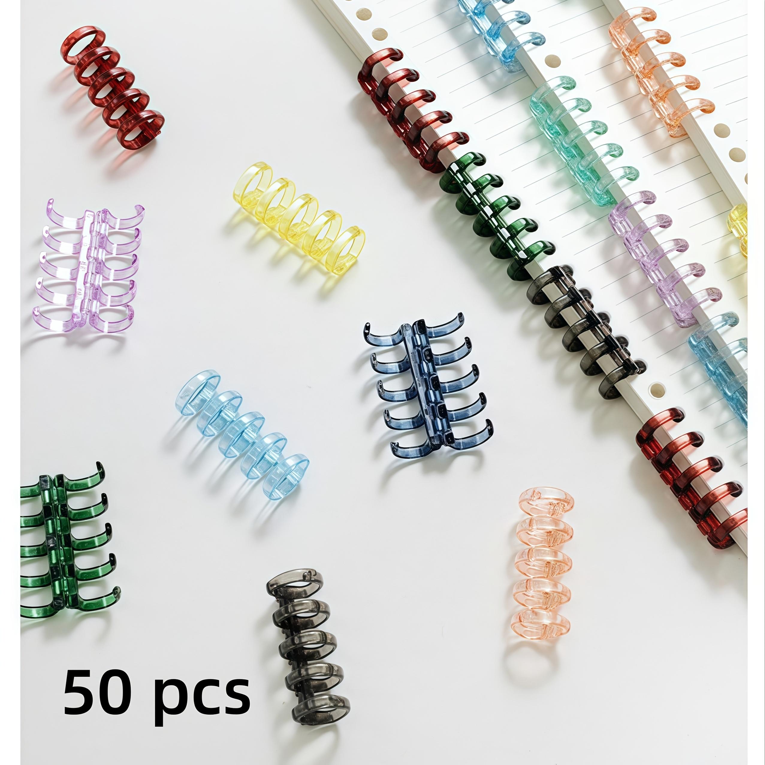 

50pcs 5-Hole A4 Binder Clips/Plastic Ring Binder Clips/Detachable Transparent Plastic Rings/Notebook Ring Replacement Parts