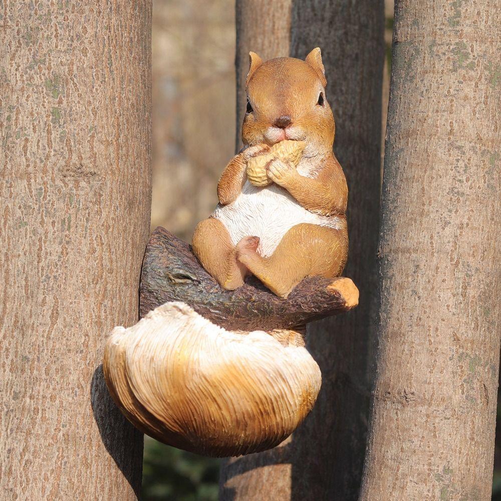 Simulation Bird Feeder Resin Animal Figurines Creative Squirrel Tree Hanging  Drinking Water