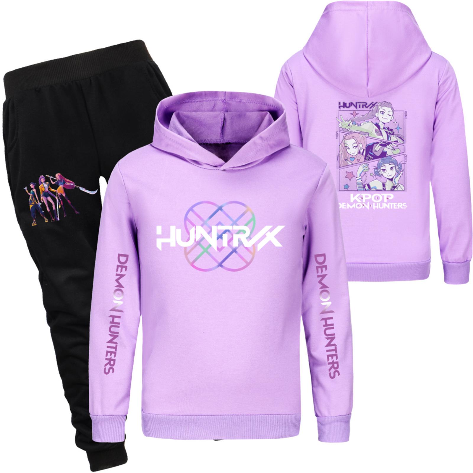 

Детский худи и брюки, двухпредметный спортивный костюм, комплект свитшота с длинным рукавом и принтом 140 фиолетовый