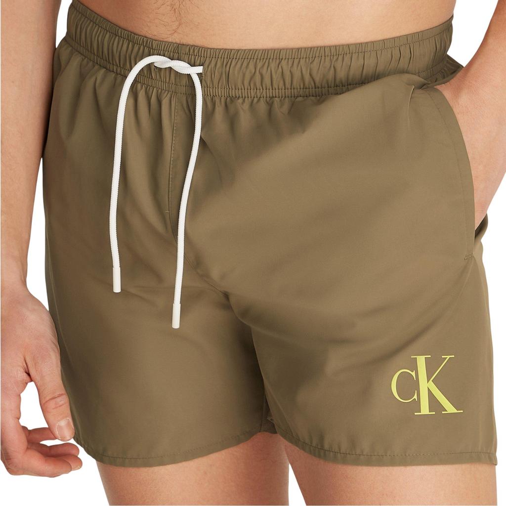 Calvin Klein Mens Contrast Logo Regular Swim Shorts