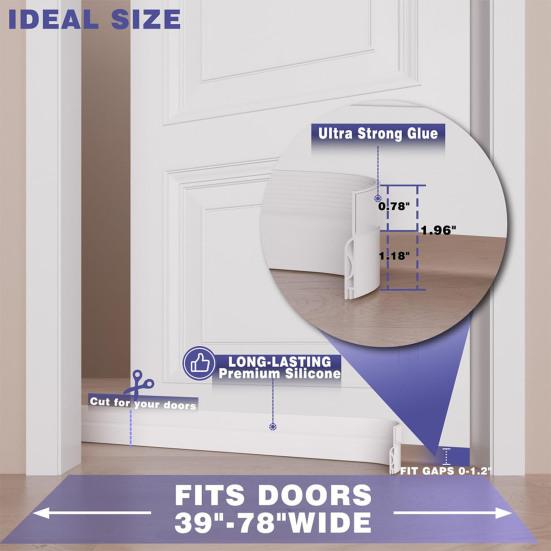 1M Door Bottom Sealing Strip Under-Door Sweep Weather Stripping Light Noise Dust Blocking Windproof Door Stopper Door Bottom Gap Filler Strip