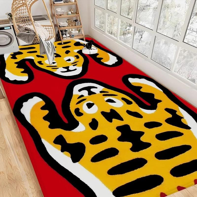 Niedliche Cartoon Tiger Druck Fußmatte - Nordischer Stil Heimtürmatte für Badezimmer Toilette Schlafzimmer Hoteldekor mit verspieltem Design
