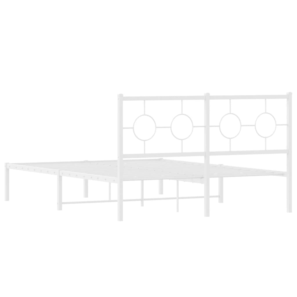 Metal Bed Frame with Headboard White 135 x 190 cm