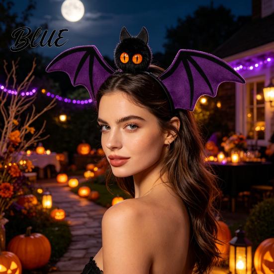 Versatile Costume Accessory Halloween Bat Hairband Plush Wing Gothic Style Headband Holiday Gathering Hair Accessories Cosplay Party for Women