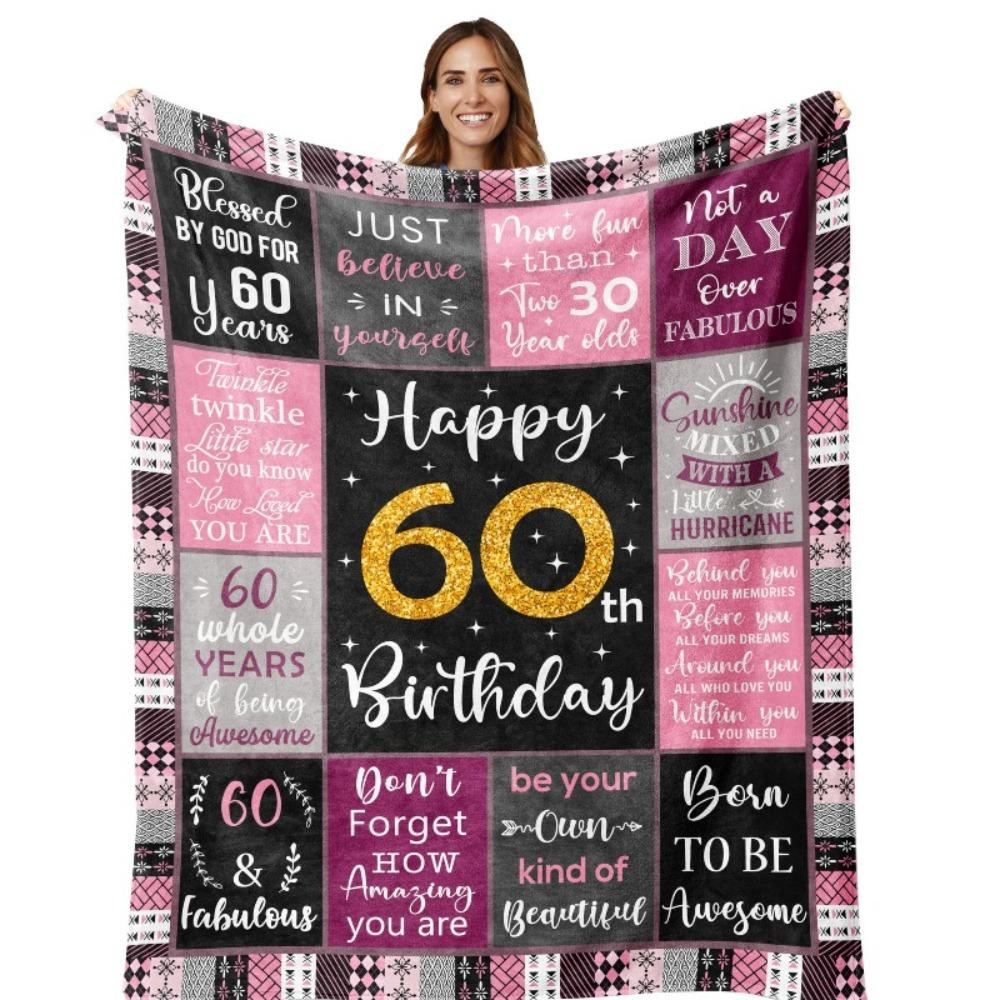 80. Geburtstag Geschenkdecke Druck Weiche und Bequeme Flanelldecke für Sofa Bett Wohnzimmer