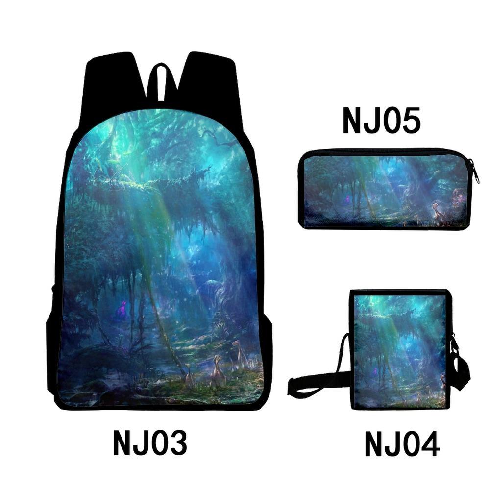 Trendy Popular Fantastic scenery 3D Print 3pcs/Set pupil School Bags Laptop Daypack Backpack Inclined shoulder bag Pencil Case