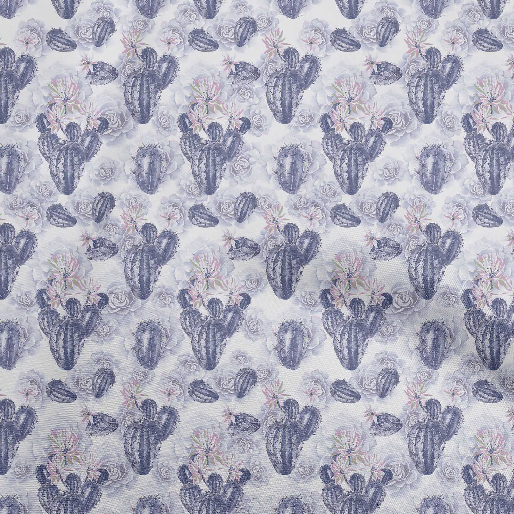 

oneOone Cotton Flex Green Fabric Cactus Швейні Ремісничі проекти Друк на тканині 40 дюймів 42 Inch Wide - Viscose Chiffon середній синього кольору