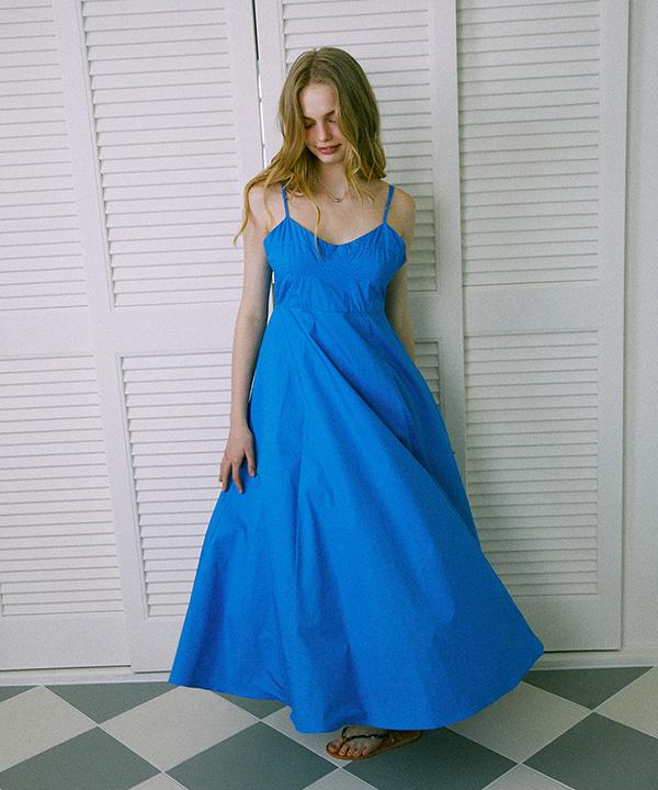 Green Butter Silky Cotton Sleeveless Dress (Sorbet Blue)