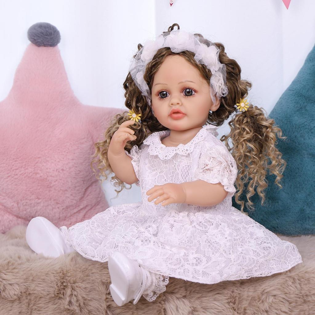 KEIUMI Boneca Reborn de 22 Polegadas Silicone Vinil Integral Pele Realista Aparência de Princesa Menina Recém-nascida Brinquedo Presente de Aniversário para Crianças